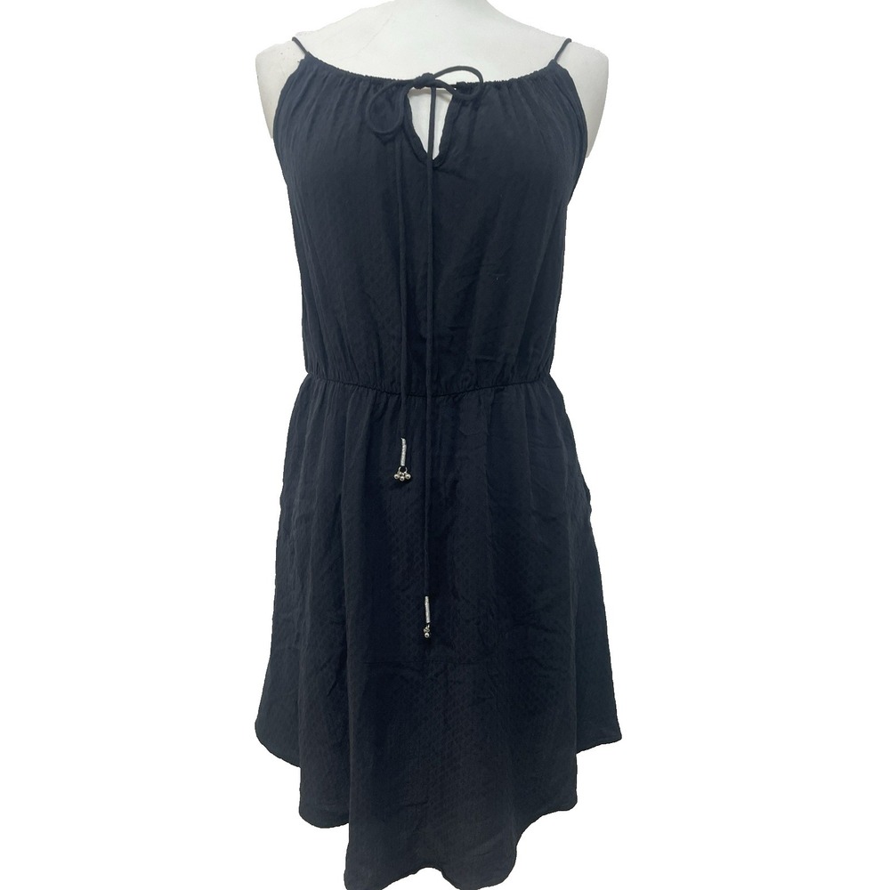 Intimately Free People Mini Dress Womens Size Med Black Boho Strappy Sheer